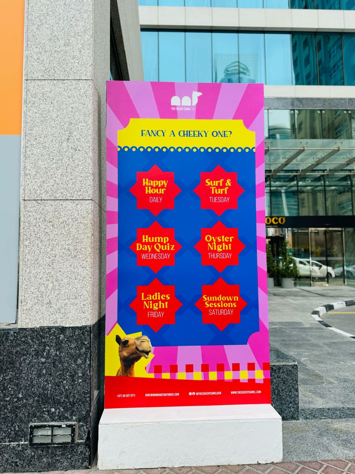 Printed outdoor promotional display stand made by Al Waha Group