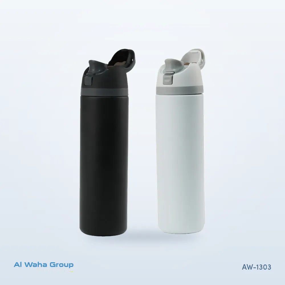 Steel Vacuum Bottle with Straw and Push Lid, 1 Litre