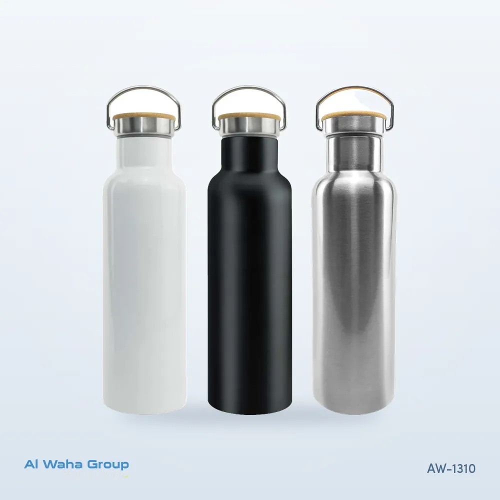 Steel Flask with Bamboo Cap, 600 ml