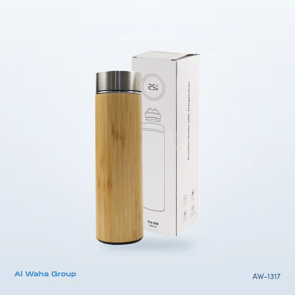 Bamboo Flask with Temperature Display