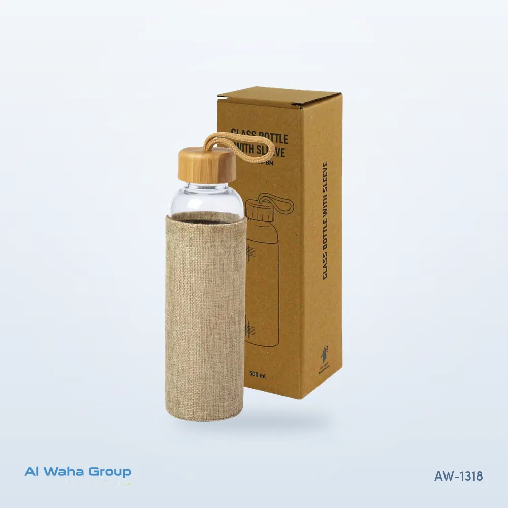 Glass Bottle with Fabric Sleeve, 500 ml