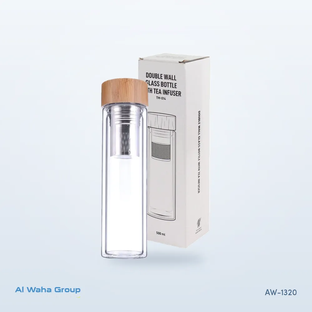 Glass and Bamboo Tea Flask, 500 ml