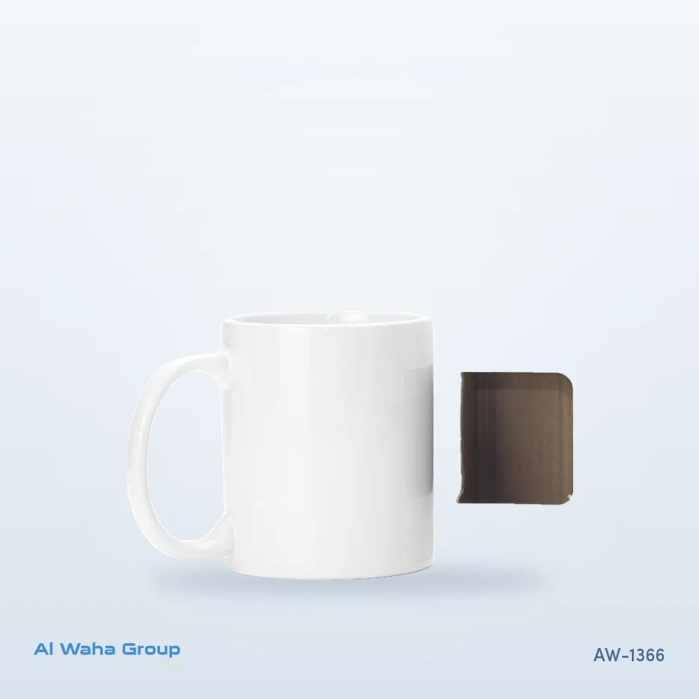 White Ceramic Mug in Window Box, 11 oz