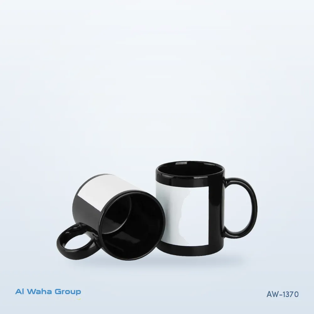 Black Ceramic Mug with Printable Area, 325 ml