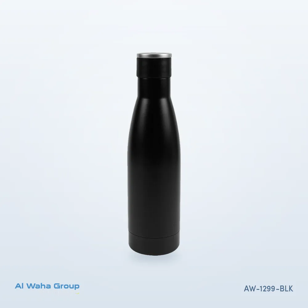 Steel Vacuum Bottle with Folding Handle, 500 ml in black, AW-1299-BLK
