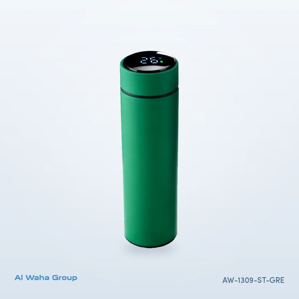 Soft-Touch Temperature Display Bottle, 500 ml in green, AW-1309-ST-GRE