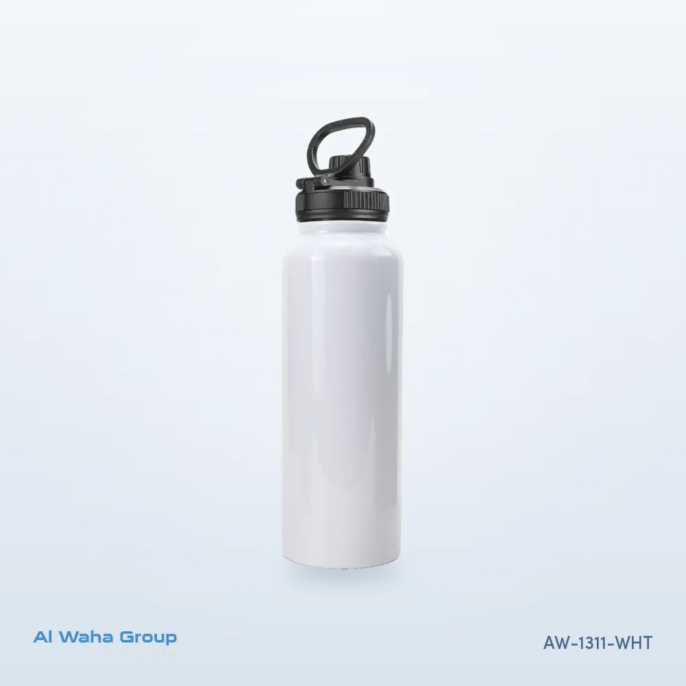 Large Steel Vacuum Bottle with Carry Handle, 1.15 Litre in glossy white, AW-1311-WHT