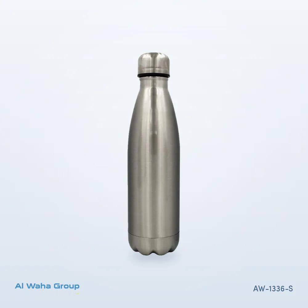 Stainless Steel Water Bottle, 500 ml in silver, AW-1336-S