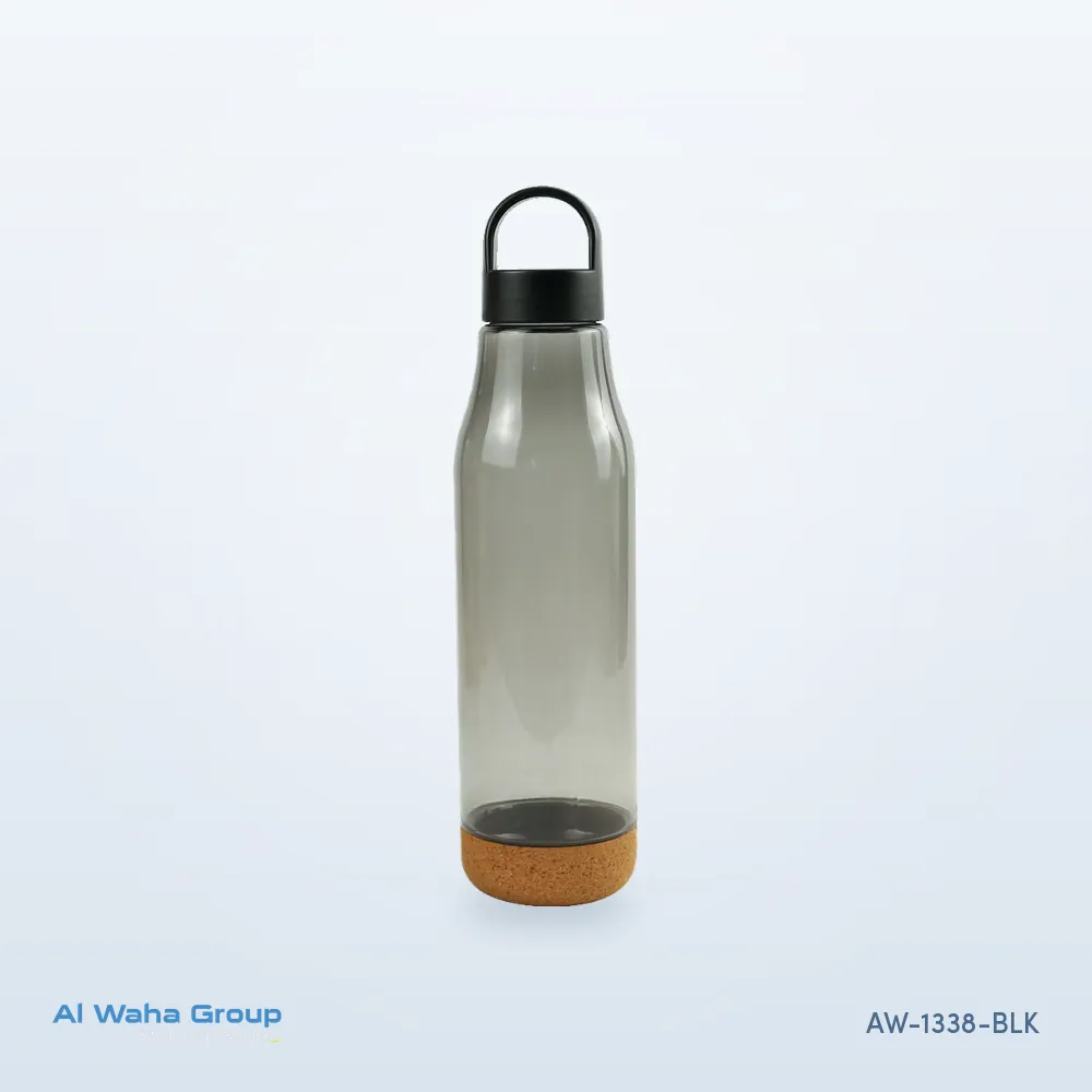 RPET Bottle with Cork Base and Handle, 720 ml in black, AW-1338-BLK