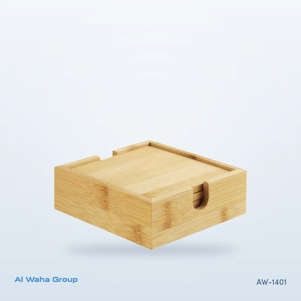 Bamboo Coaster Set of 4 with Case, AW-1401